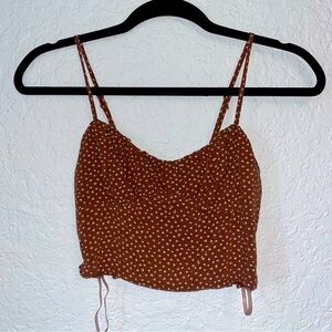 LA Hearts Brown Flower Print Crop Top